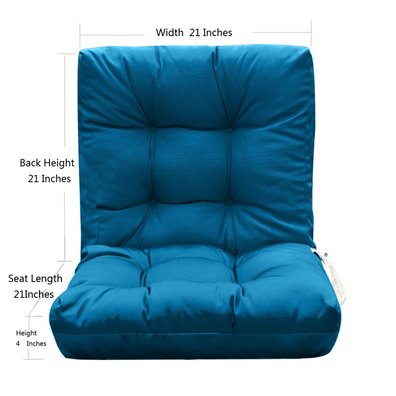 QILLOWAY Outdoor Seat/Back Chair Cushion Tufted Pillow, Spring/Summer Seasonal Replacement All Weather Cushions. (Peacock Blue) - Image 2